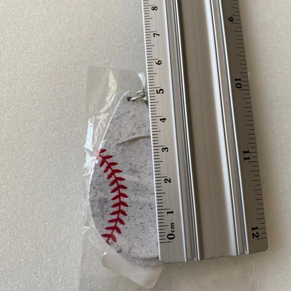 Baseball Softball Teardrop Wooden Dangle Earrings - Picture 5 of 5